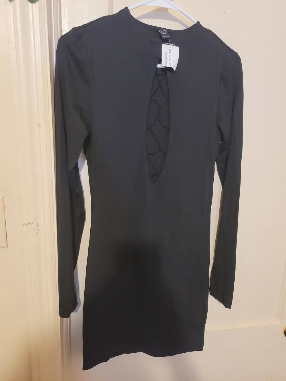 Windsor Black Long-Sleeve Cutout Bodycon Dress